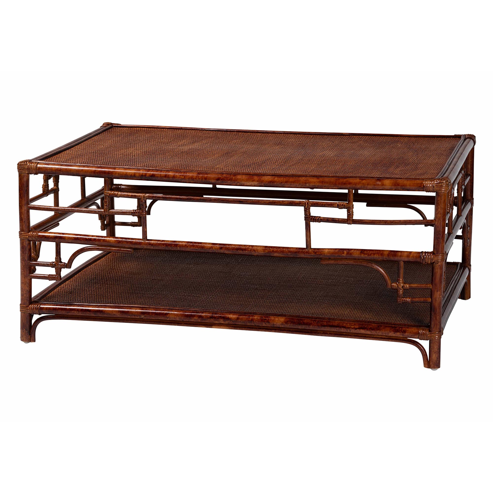 bali & pari Sebalio Tortoise Natural Rattan Coffee Table with Open Shelf - Vintage Style Center Table for Living Room, Sunroom, or Coastal Living Space Affordable modern furniture in Chicago, classic living room furniture, modern coffee table, cheap coffee table